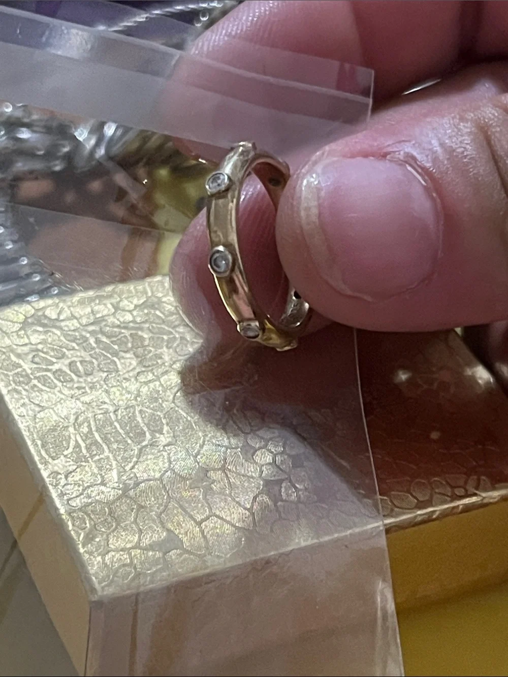 Gold Crystal Accent Stackable Ring - Picture 6 of 8